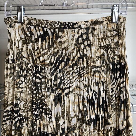 Chico's Women's Animal Print Pleated Maxi Skirt Size 1 Medium Flowy Neutral - Picture 8 of 9